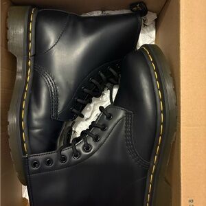 Dr. Martens Black Boots with Yellow Stitching
